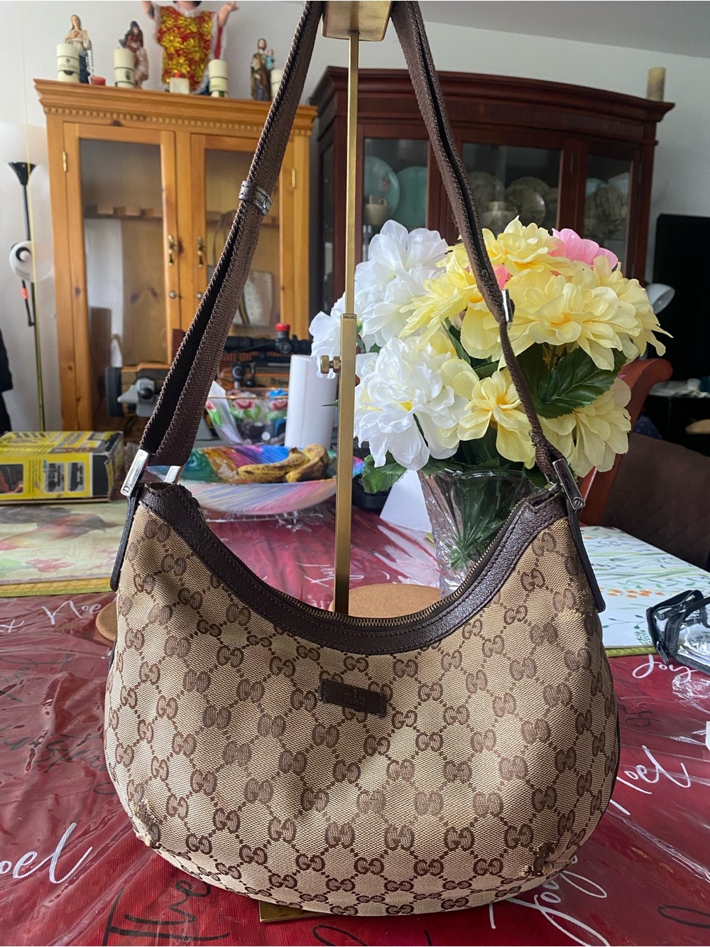 Gucci Brown Monogram Canvas Shoulder Bag